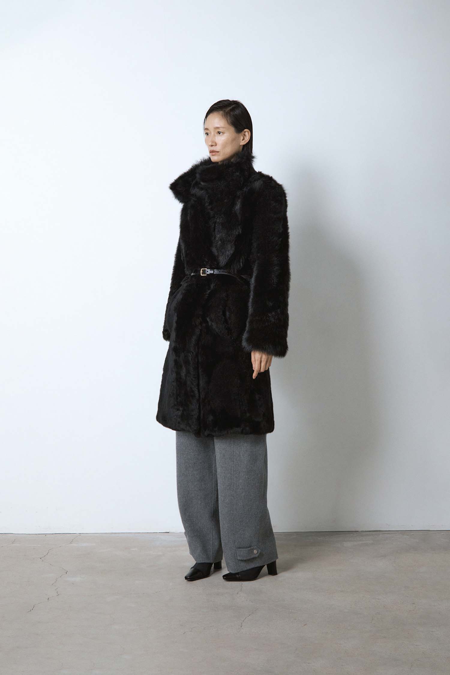 【美品】maison de Dolce ファーリーNT black TOSCANA FUR COAT